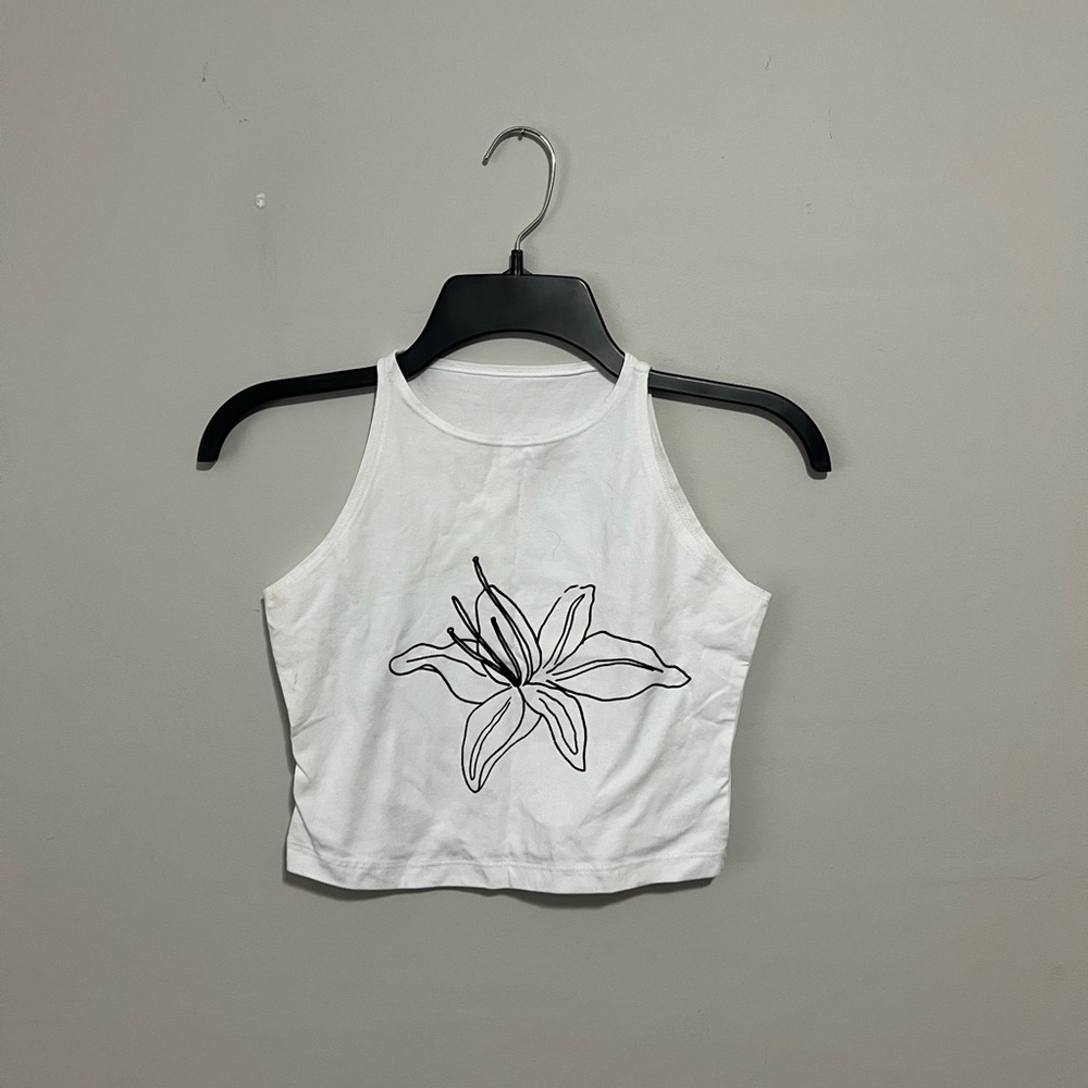 American Apparel White Floral Crop Top